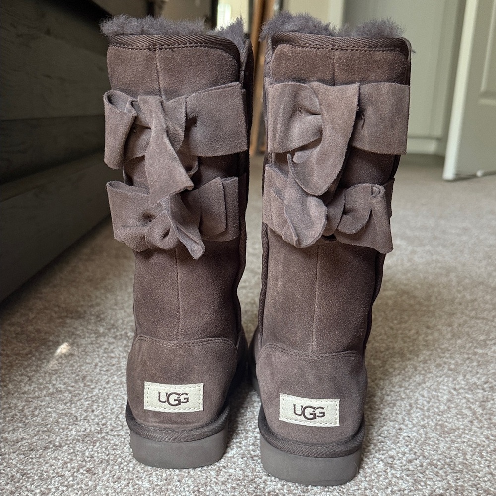 UGG Brown Suede Boots with Bows